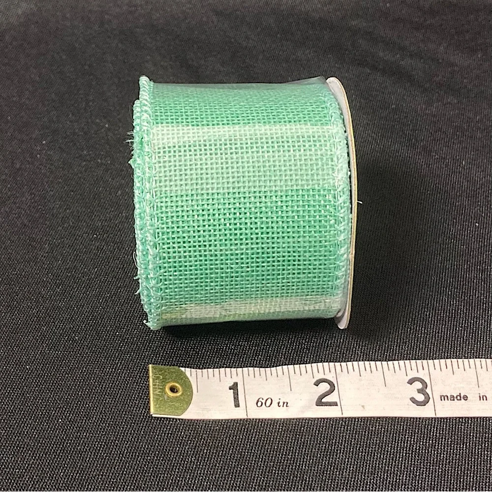 ⭐️ Floral Garden Sea Green Burlap Craft Ribbon 2” x 108”